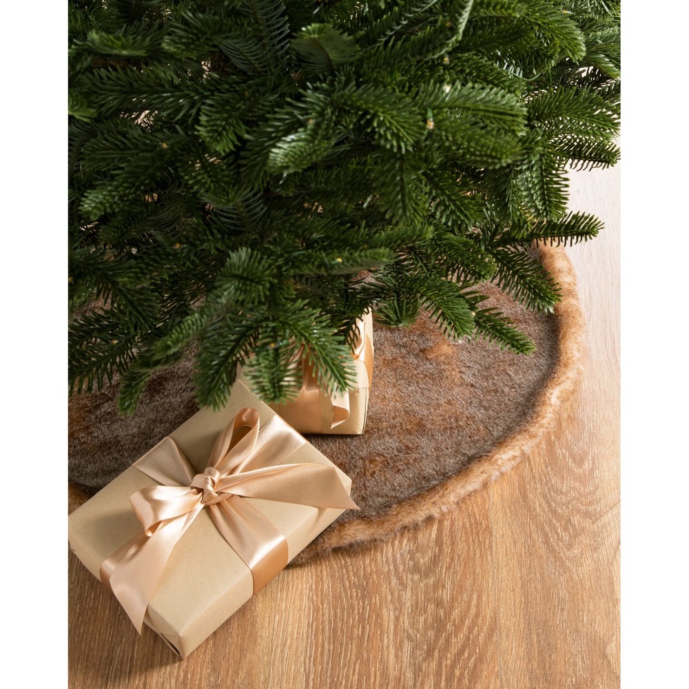 NEW! Balsam Hill Tree Skirt 60in Brown Lodge Faux Fur 4001161 MSRP $169